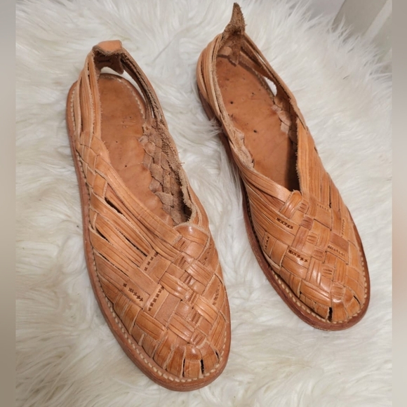 Vintage Interwoven Brown Leather Sandals Size 6🌴 - Picture 2 of 8